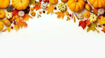 Thanksgiving day or autumn composition with pumpkin, oranges, leaves or chicken. Thanksgiving food concept by AI Generated photo