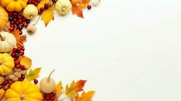 Thanksgiving day or autumn composition with pumpkin, oranges, leaves or chicken. Thanksgiving food concept by AI Generated photo