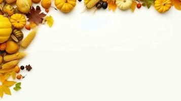 Thanksgiving day or autumn composition with pumpkin, oranges, leaves or chicken. Thanksgiving food concept by AI Generated photo