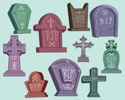 Gravestones Vector Illustration Set