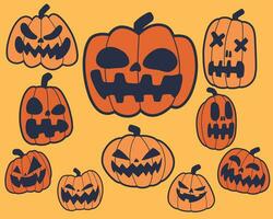Creepy pumpkin cartoon vector set