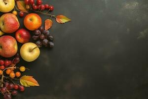 Thanksgiving day or autumn composition with pumpkin, oranges, leaves or chicken. Thanksgiving food concept by AI Generated photo