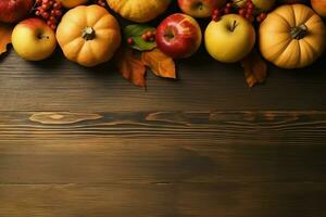 Thanksgiving day or autumn composition with pumpkin, oranges, leaves or chicken. Thanksgiving food concept by AI Generated photo