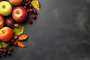 Thanksgiving day or autumn composition with pumpkin, oranges, leaves or chicken. Thanksgiving food concept by AI Generated photo