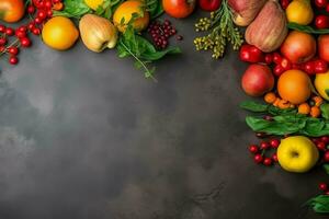 acción de gracias día o otoño composición con calabaza, naranjas, hojas o pollo. acción de gracias comida concepto por ai generado foto