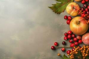 Thanksgiving day or autumn composition with pumpkin, oranges, leaves or chicken. Thanksgiving food concept by AI Generated photo