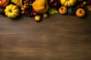 Thanksgiving day or autumn composition with pumpkin, oranges, leaves or chicken. Thanksgiving food concept by AI Generated photo