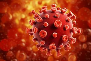 3D render of a medical with virus cells bacteria. Multiple realistic coronavirus particles floating concept by AI Generated photo