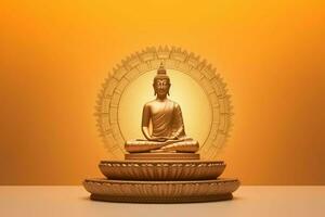 A buddha sits in in vesak buddha purnima day with copy space. Background for vesak festival day concept. Vesak celebration day greetings concept by AI Generated photo