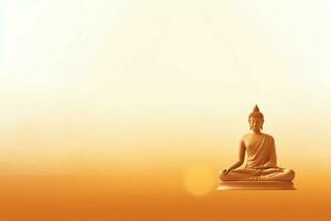 A buddha sits in in vesak buddha purnima day with copy space. Background for vesak festival day concept. Vesak celebration day greetings concept by AI Generated photo