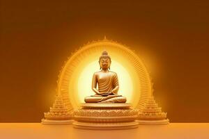 A buddha sits in in vesak buddha purnima day with copy space. Background for vesak festival day concept. Vesak celebration day greetings concept by AI Generated photo