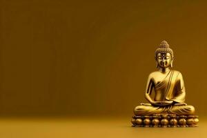 A buddha sits in in vesak buddha purnima day with copy space. Background for vesak festival day concept. Vesak celebration day greetings concept by AI Generated photo