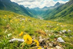 ambiental problema el plastico basura o basura en el montaña desde global calentamiento contaminación concepto por ai generado foto