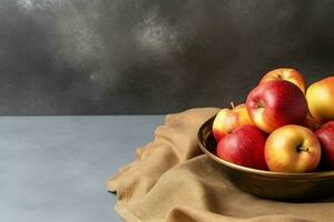 tradicional comida de judío nuevo año fiesta de tradicion o religión. rosh hashaná con Copiar espacio concepto por ai generado foto