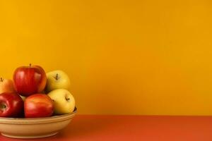 Traditional food of jewish new year holiday of tradition or religion. Rosh hashanah with copy space concept by AI Generated photo
