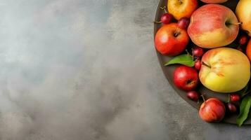 tradicional comida de judío nuevo año fiesta de tradicion o religión. rosh hashaná con Copiar espacio concepto por ai generado foto