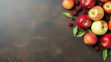 tradicional comida de judío nuevo año fiesta de tradicion o religión. rosh hashaná con Copiar espacio concepto por ai generado foto