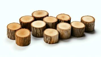 un grande circular pedazo de madera, de madera maletero o apilado árbol Tablas de madera para mueble industria. de madera Iniciar sesión concepto por ai generado foto