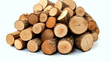 A large circular piece of wood, wooden trunk or stacked tree lumber for furniture industry. Wooden log concept by AI Generated photo