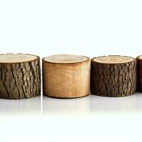 un grande circular pedazo de madera, de madera maletero o apilado árbol Tablas de madera para mueble industria. de madera Iniciar sesión concepto por ai generado foto