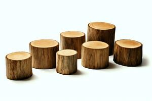 A large circular piece of wood, wooden trunk or stacked tree lumber for furniture industry. Wooden log concept by AI Generated photo