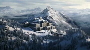Christmas a small cottage on top 3D illustration, Generative ai photo