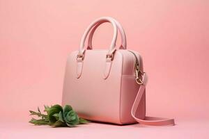 Beautiful elegance and luxury fashion women handbag or purse. A glamour female leather hand made bag concept by AI Generated photo