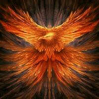 Phoenix bird with outstretched wings rising burning in flames. Epic phoenix bird fire rebirth power concept by AI Generated photo