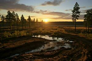 hermosa ver de un té campo plantación, viñedo granja o fresa jardín en el verde colinas a amanecer concepto por ai generado foto