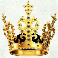 Regal golden emperor crown of a king on white background. 3D rendering luxury royal king gold crown concept by AI Generated photo