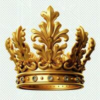 Regal golden emperor crown of a king on white background. 3D rendering luxury royal king gold crown concept by AI Generated photo