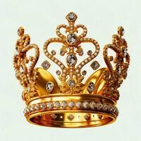 Regal golden emperor crown of a king on white background. 3D rendering luxury royal king gold crown concept by AI Generated photo