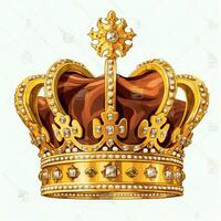 Regal golden emperor crown of a king on white background. 3D rendering luxury royal king gold crown concept by AI Generated photo