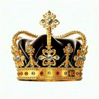 Regal golden emperor crown of a king on white background. 3D rendering luxury royal king gold crown concept by AI Generated photo