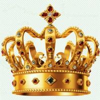 Regal golden emperor crown of a king on white background. 3D rendering luxury royal king gold crown concept by AI Generated photo