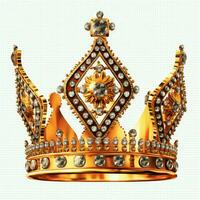 Regal golden emperor crown of a king on white background. 3D rendering luxury royal king gold crown concept by AI Generated photo