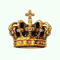 Regal golden emperor crown of a king on white background. 3D rendering luxury royal king gold crown concept by AI Generated photo