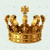 Regal golden emperor crown of a king on white background. 3D rendering luxury royal king gold crown concept by AI Generated photo