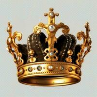 Regal golden emperor crown of a king on white background. 3D rendering luxury royal king gold crown concept by AI Generated photo