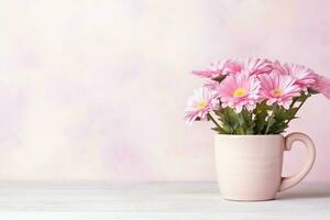 decorativo de tulipanes flores ramo de flores o envuelto regalo caja. para madres día o enamorado con copyspace concepto por ai generado foto