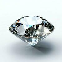 blanco brillante claro grande diamante o hermosa joya aislado en blanco superficie. deslumbrante clásico diamante concepto por ai generado foto