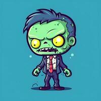 A creepy zombie in cartoon style. A scary zombie resurrection and crawling for halloween celebration. Halloween concept by AI generated photo