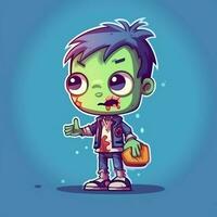 A creepy zombie in cartoon style. A scary zombie resurrection and crawling for halloween celebration. Halloween concept by AI generated photo