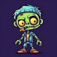 A creepy zombie in cartoon style. A scary zombie resurrection and crawling for halloween celebration. Halloween concept by AI generated photo