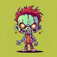 A creepy zombie in cartoon style. A scary zombie resurrection and crawling for halloween celebration. Halloween concept by AI generated photo