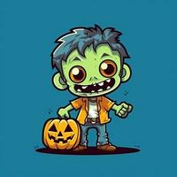 A creepy zombie in cartoon style. A scary zombie resurrection and crawling for halloween celebration. Halloween concept by AI generated photo