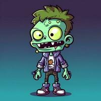 A creepy zombie in cartoon style. A scary zombie resurrection and crawling for halloween celebration. Halloween concept by AI generated photo