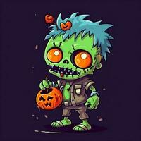 A creepy zombie in cartoon style. A scary zombie resurrection and crawling for halloween celebration. Halloween concept by AI generated photo