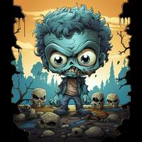 A creepy zombie in cartoon style. A scary zombie resurrection and crawling for halloween celebration. Halloween concept by AI generated photo