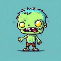 un Siniestro zombi en dibujos animados estilo. un de miedo zombi Resurrección y gateando para Víspera de Todos los Santos celebracion. Víspera de Todos los Santos concepto por ai generado foto